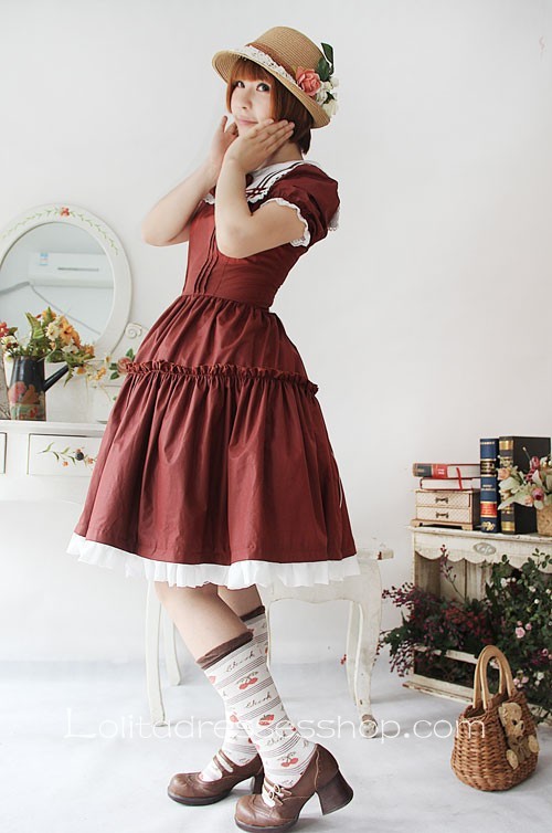 Early Summer Sailor Style Short Sleeve Cotton Lolita Dress