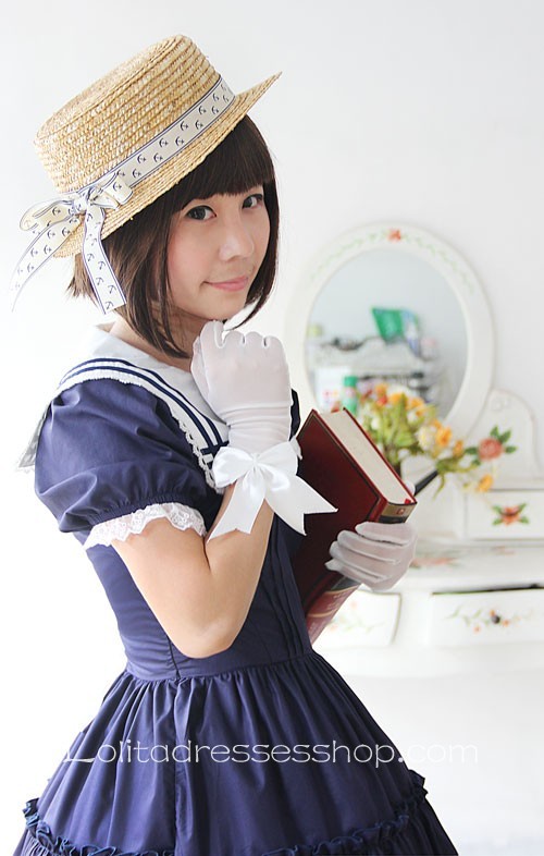 Early Summer Sailor Style Short Sleeve Cotton Lolita Dress