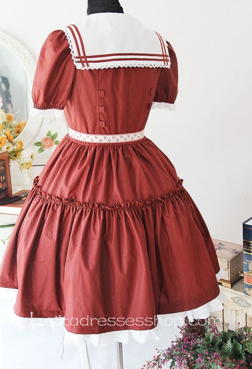 Early Summer Sailor Style Short Sleeve Cotton Lolita Dress