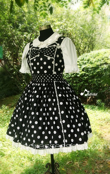 Black Cotton Straps White Blouse And Sleeveless Lolita Dresses