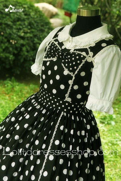 Black Cotton Straps White Blouse And Sleeveless Lolita Dresses