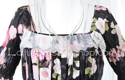 Black Lace Short Sleeve Floral Lolita Dress