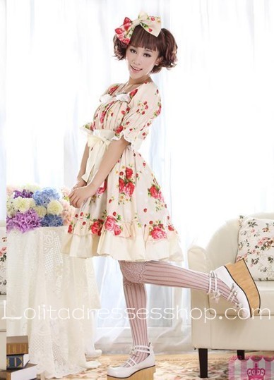 Light Yellow Cotton Bow Lolita Dress