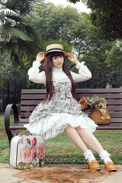 Cotton And Chiffon Spring Fragrance Wild Rosy Blouse Lolita Dress