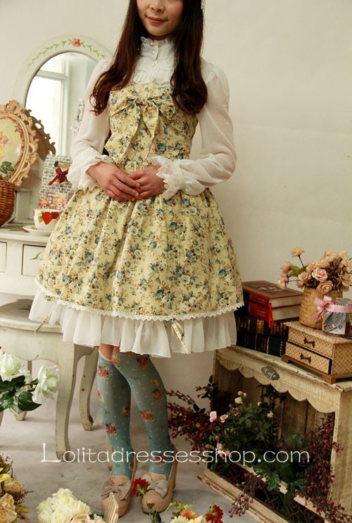 Cotton And Chiffon Spring Fragrance Wild Rosy Blouse Lolita Dress