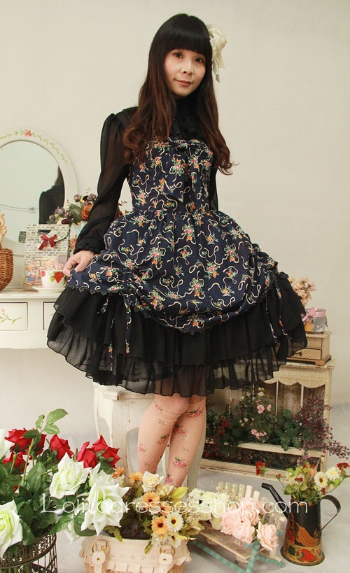 Cotton And Chiffon Spring Fragrance Wild Rosy Blouse Lolita Dress