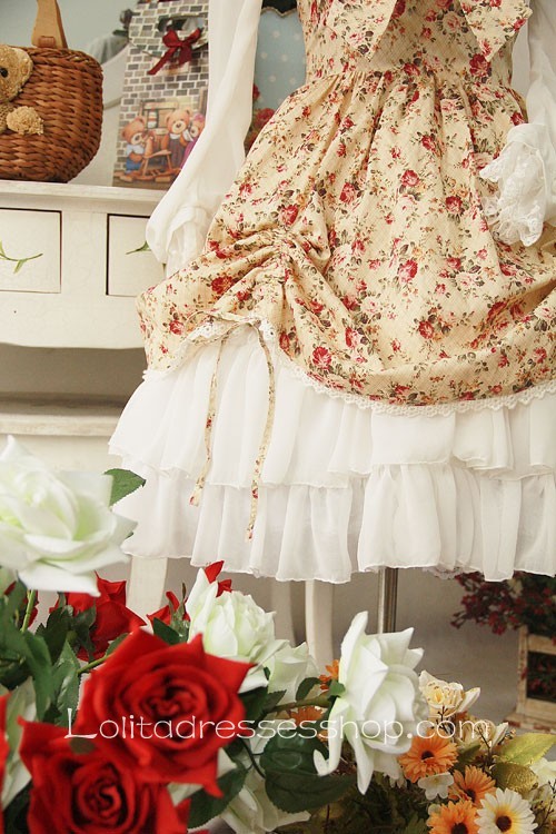 Cotton And Chiffon Spring Fragrance Wild Rosy Blouse Lolita Dress