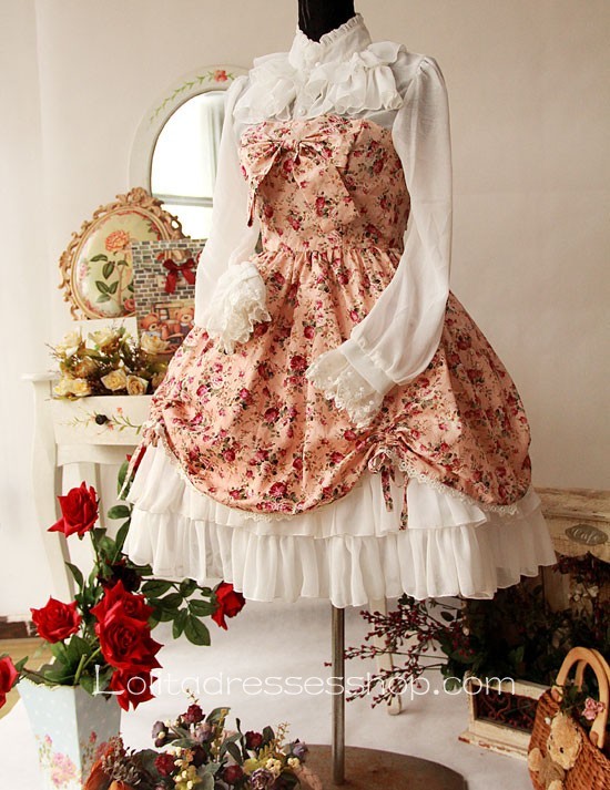 Cotton And Chiffon Spring Fragrance Wild Rosy Blouse Lolita Dress