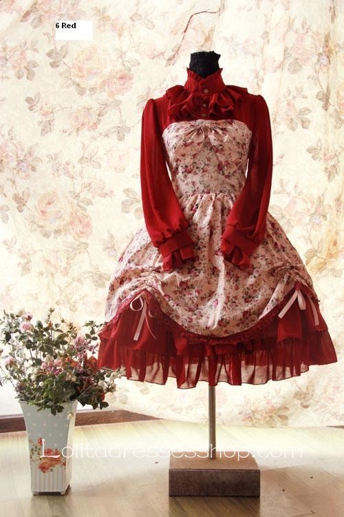 Cotton And Chiffon Spring Fragrance Wild Rosy Blouse Lolita Dress