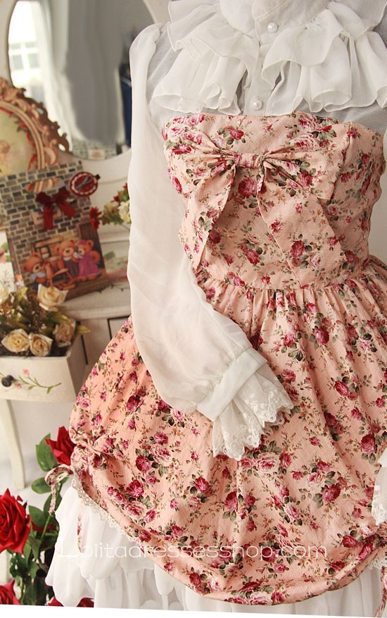 Cotton And Chiffon Spring Fragrance Wild Rosy Blouse Lolita Dress