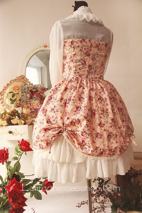 Cotton And Chiffon Spring Fragrance Wild Rosy Blouse Lolita Dress