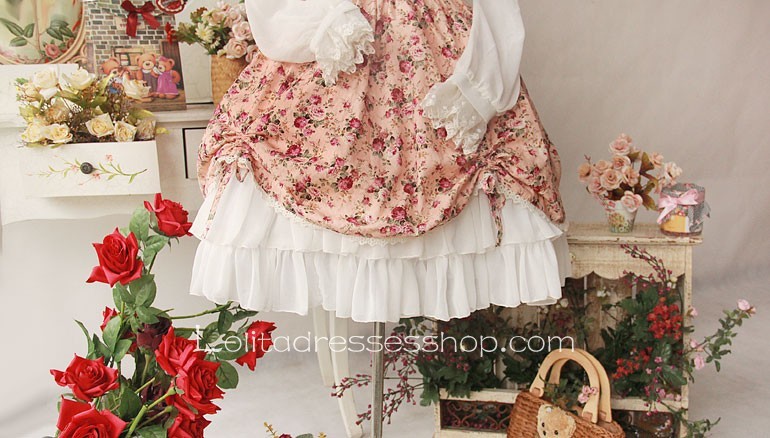 Cotton And Chiffon Spring Fragrance Wild Rosy Blouse Lolita Dress