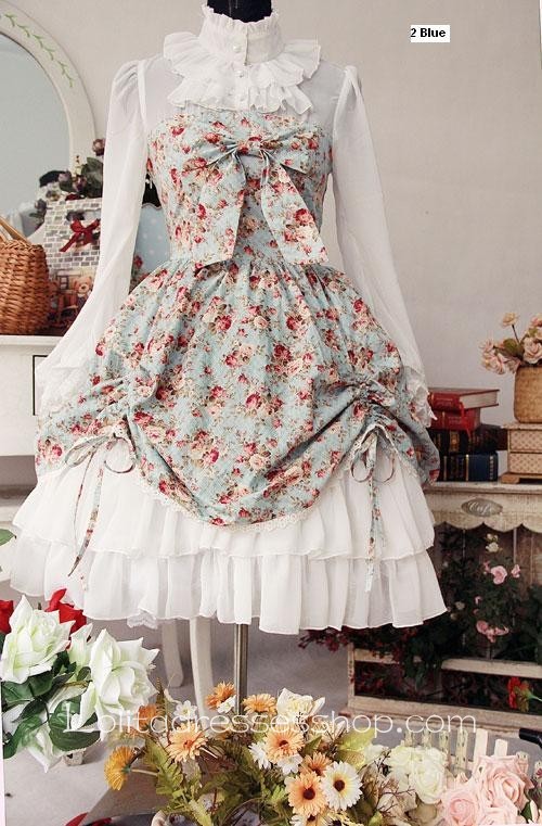 Cotton And Chiffon Spring Fragrance Wild Rosy Blouse Lolita Dress