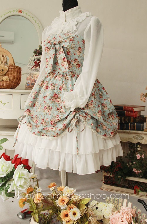 Cotton And Chiffon Spring Fragrance Wild Rosy Blouse Lolita Dress