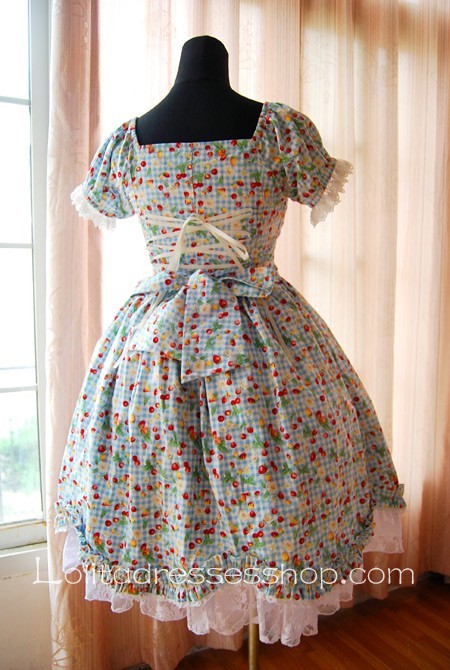 Sweet Cherry Cotton Short Sleeve Knee-length Lolita Dress