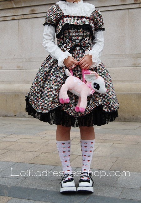 Sweet Cherry Cotton Short Sleeve Knee-length Lolita Dress