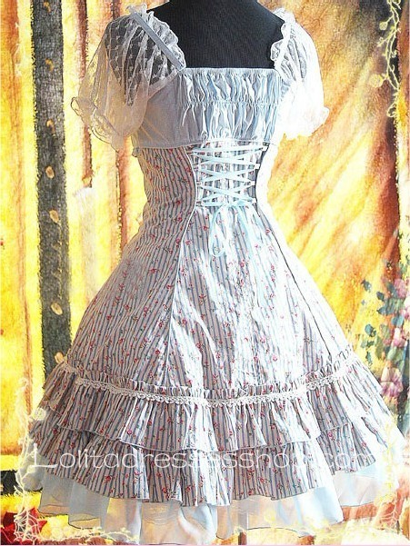 Blue Strips Cotton Summer Sail Infanta Lolita Dress