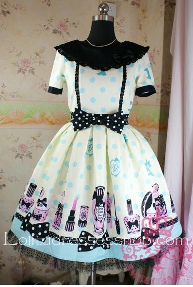 Fantastic Lavender Turtleneck Short Sleeve Dolly Lolita Dress