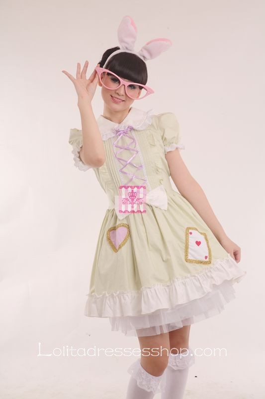 Mint Cotton Doll collar Heart Poker Dress