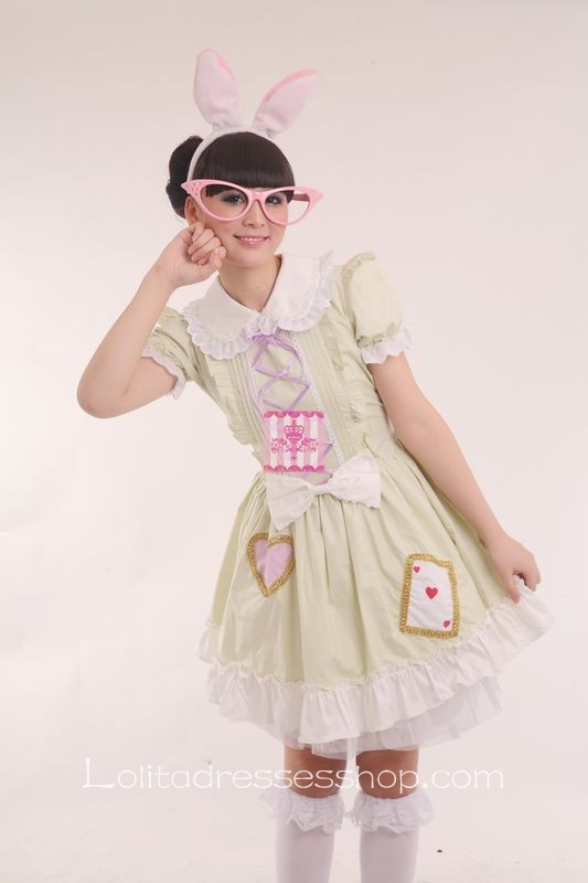 Mint Cotton Doll collar Heart Poker Dress