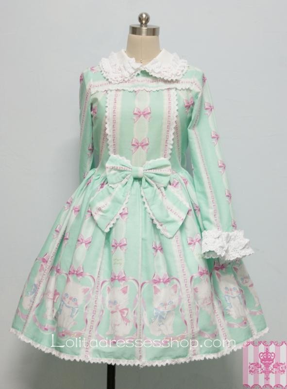 Whimsical Vanilla-Chan Doll collar Long Sleeve Cotton Lolita Dress