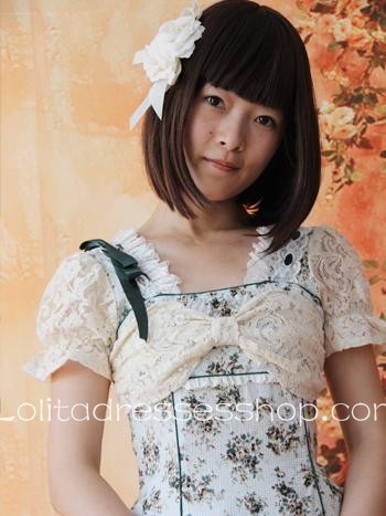 Tea Green Flowers Bows Lolita Dress