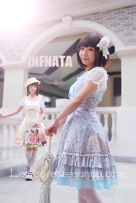 Light Blue Cotton Delicate Flowers Lolita Dress