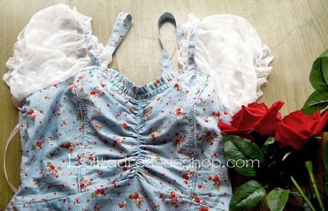Blue Cotton Strawberry Lolita Dress