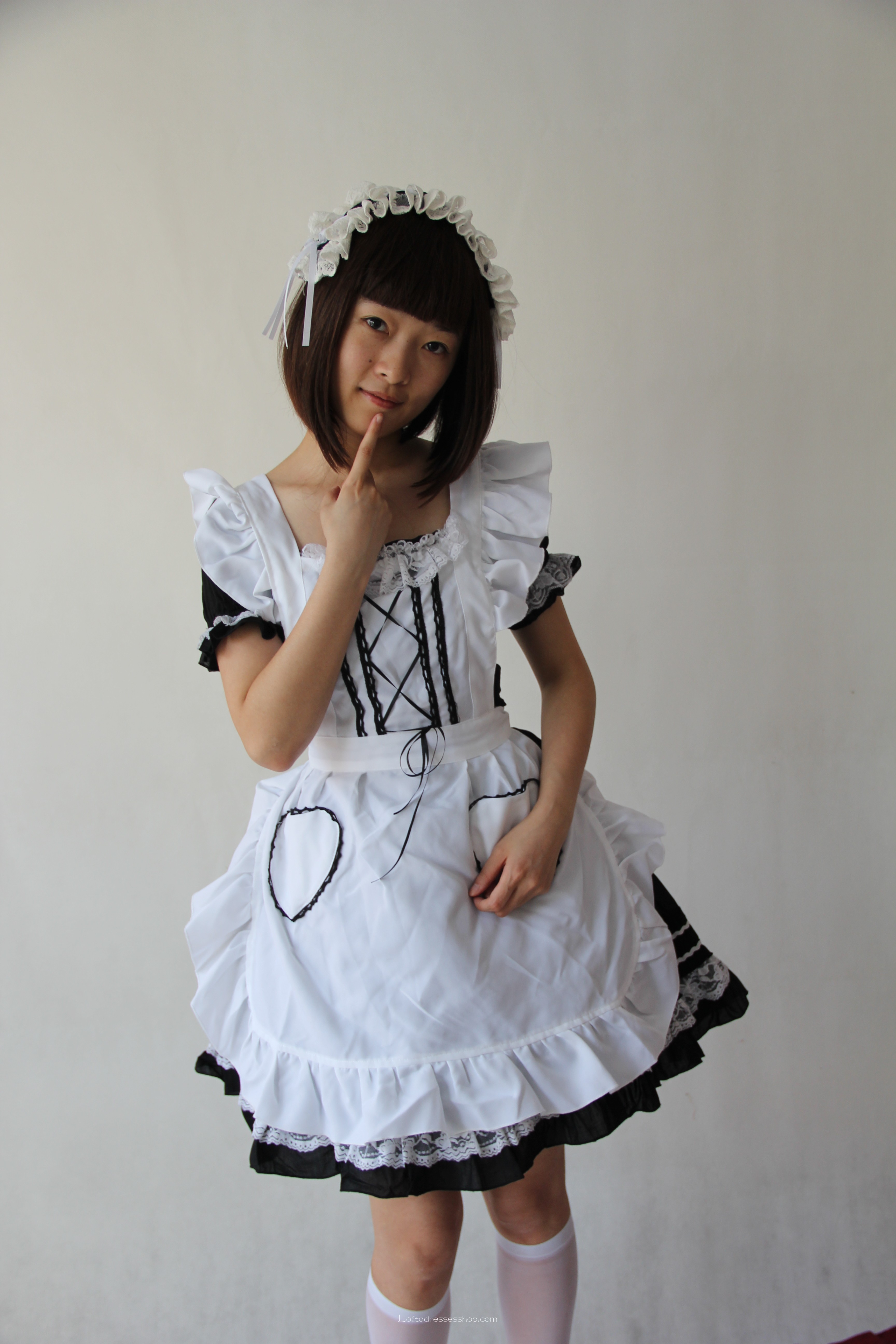 Cheap White Black Maid Lolita Dress