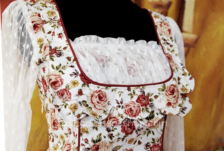 Infanta Pink Cotton Rose Flowers Lolita Dress