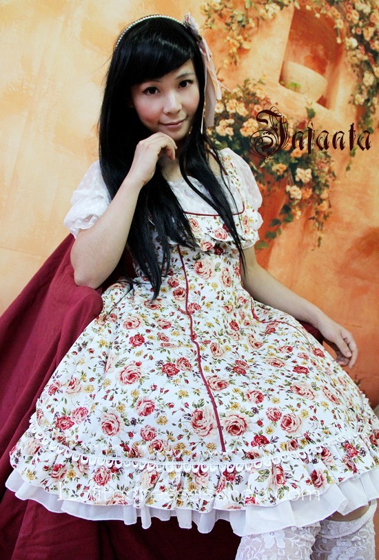 Infanta Pink Cotton Rose Flowers Lolita Dress