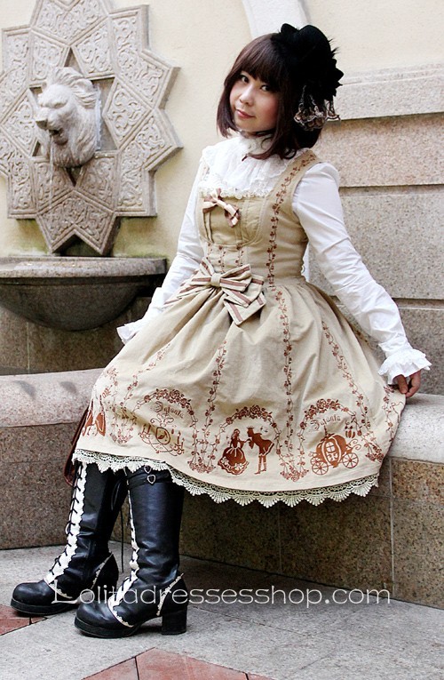 Velvet Cream Sleeveless Lolita Jumper with Embroidery from Infanta