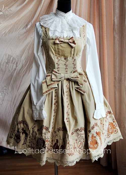 Velvet Cream Sleeveless Lolita Jumper with Embroidery from Infanta