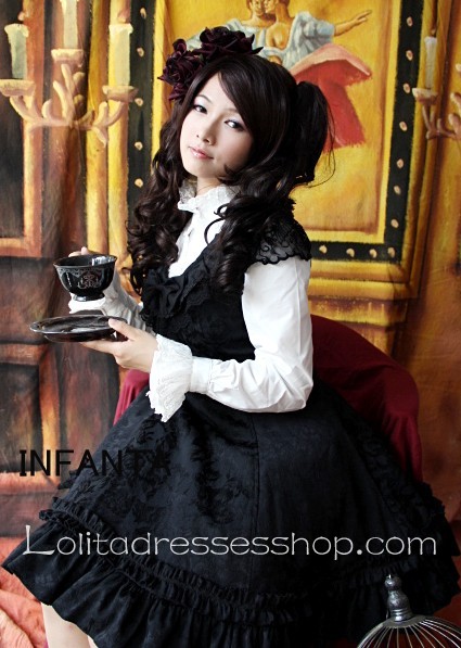 Black Gothic Style Lolita hort Sleeve Dress