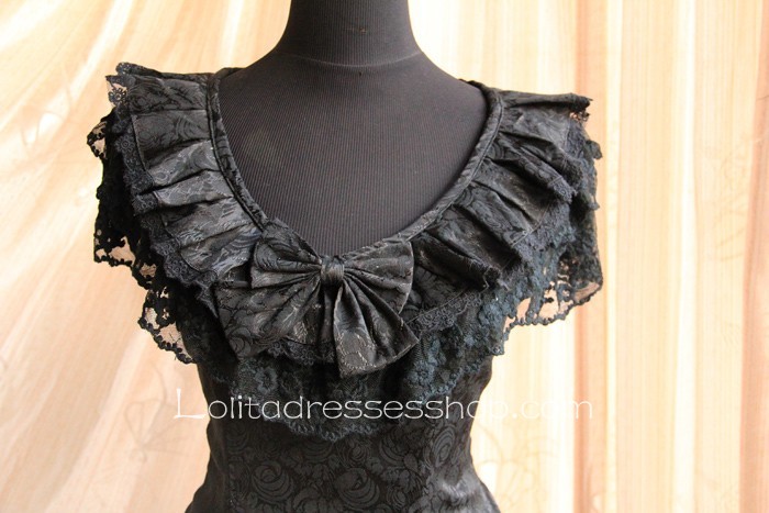 Black Gothic Style Lolita hort Sleeve Dress