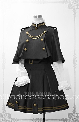 Yolanda Uniform Style Velvet Lolita Outfit with Cape