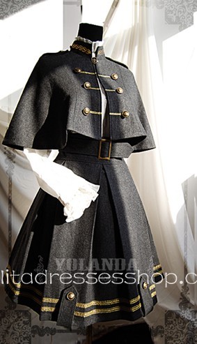 Yolanda Uniform Style Velvet Lolita Outfit with Cape