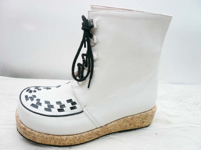 White PU Lolita Ankle Boots