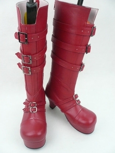 Red High Heel PU Lolita Boots