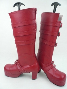 Red High Heel PU Lolita Boots