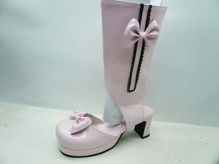 Pink Bowknots PU Lolita Shoes With Bows
