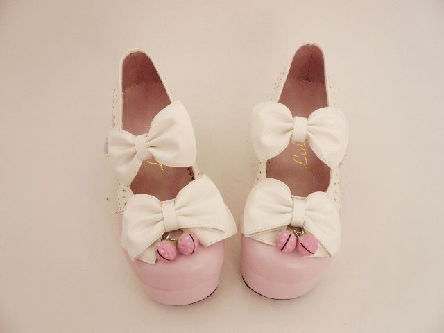 Sweet Pink PU Bowknots Lolita Shoes