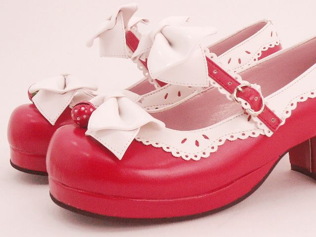 Sweet Red PU Bowknots Lolita Shoes