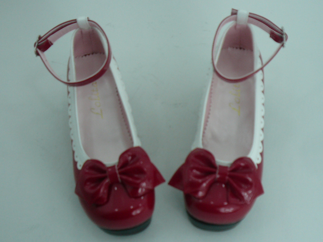 Sweet Red Bowknot PU Lolita Shoes