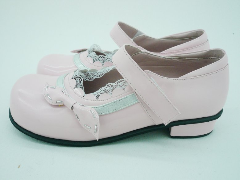 Pink Lacework PU Lolita Shoes