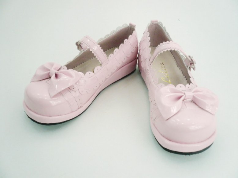 Pink Bowknot PU Lolita Shoes