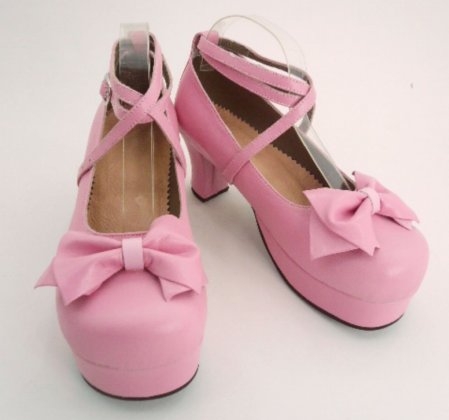 White Bowknot Lacework PU Lolita Shoes