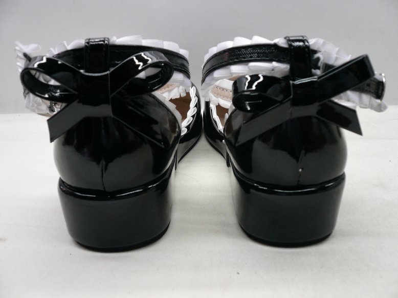 Black Bowknot Lacework PU Lolita Shoes