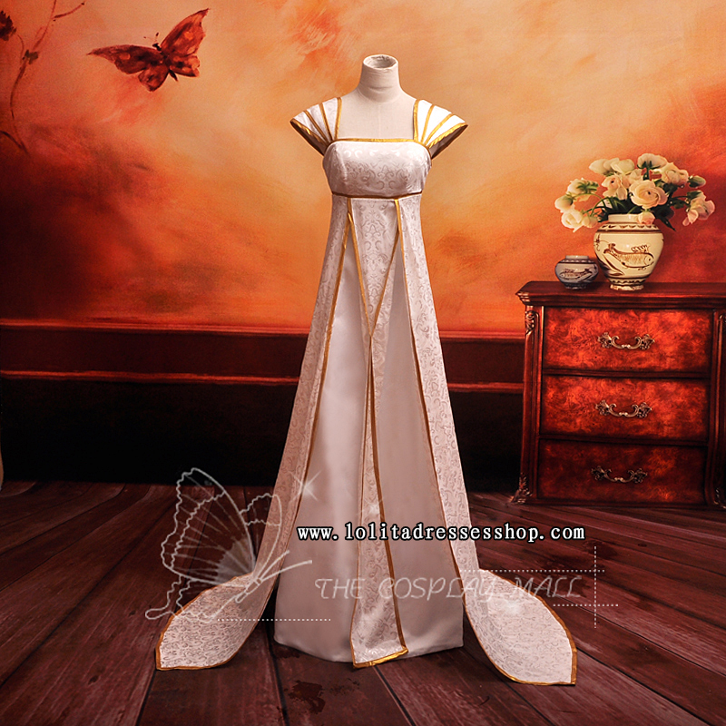 White Square-collar Cap Sleeves Floor-length Ruffle Cosplay Lolita Dress