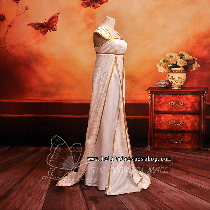 White Square-collar Cap Sleeves Floor-length Ruffle Cosplay Lolita Dress
